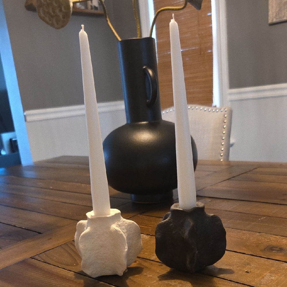 Black and Cream Taper Candle Set - Picture 5 of 5